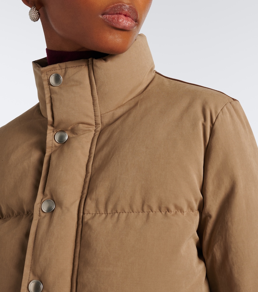 Leather-Trimmed Puffer Jacket