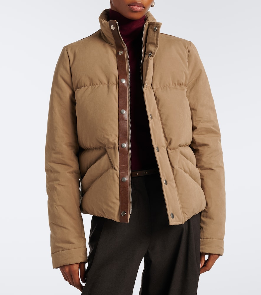 Leather-Trimmed Puffer Jacket