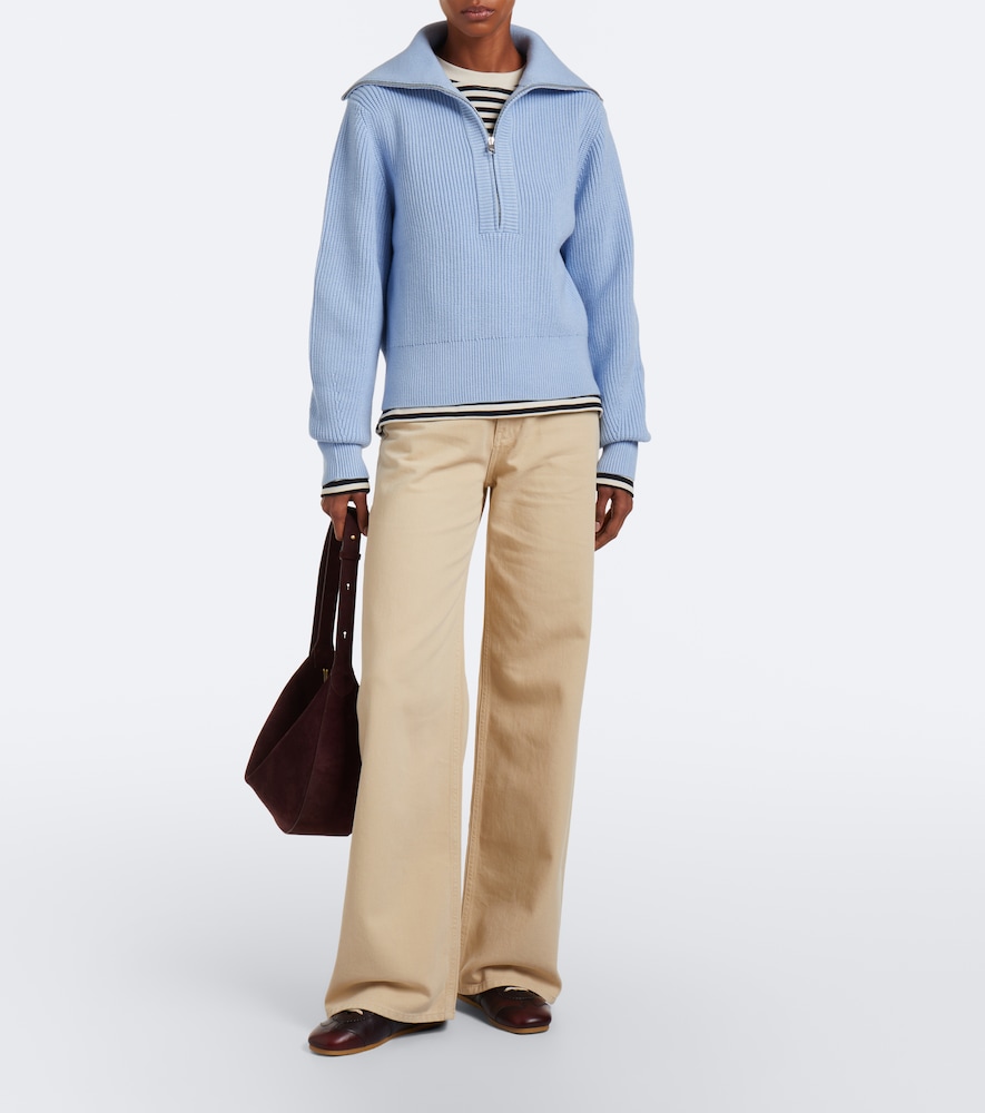 Maura Ribbed-Knit Half-Zip Sweater