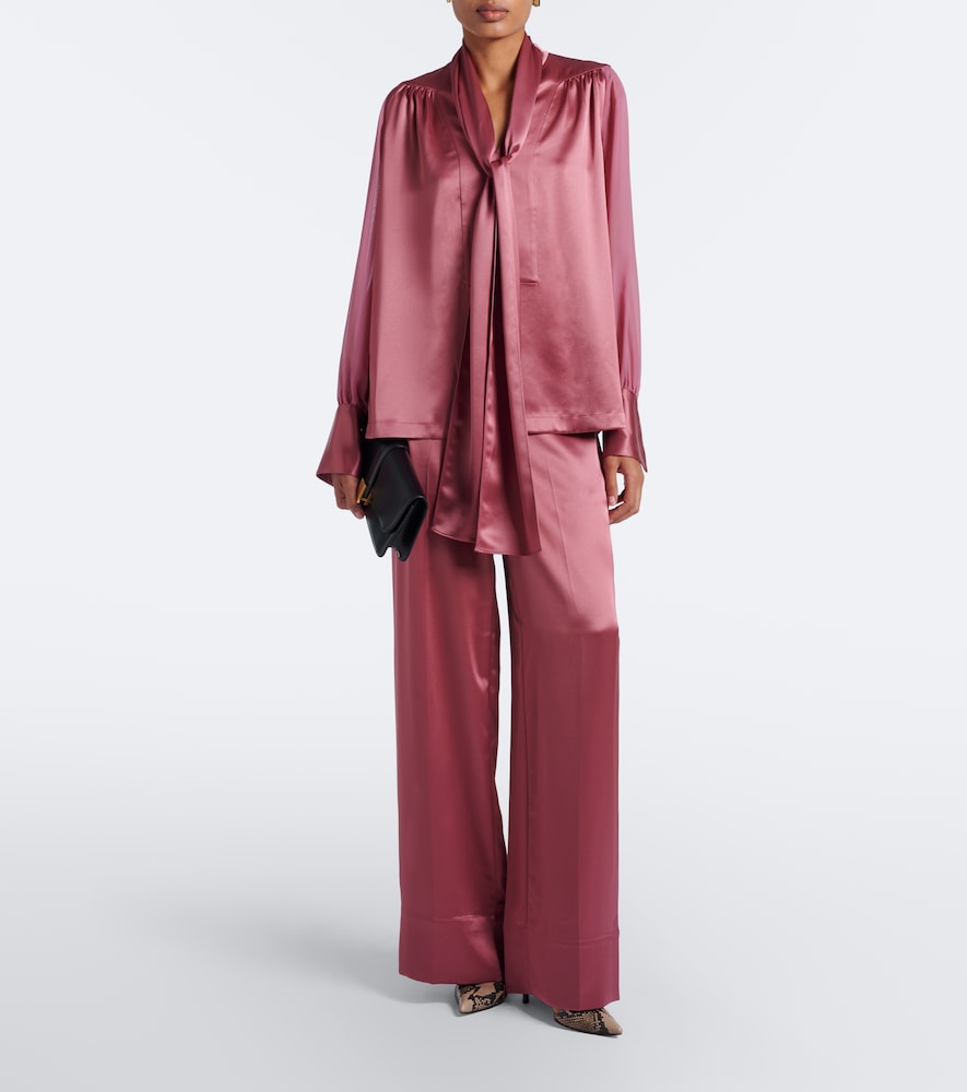 Paula Satin And Chiffon Blouse
