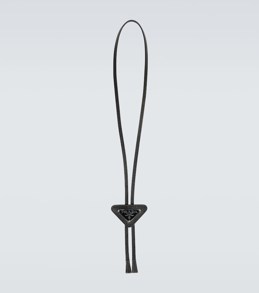 Saffiano triangle bolo tie with logo