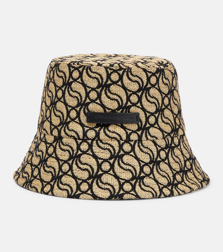 Stella Mccartney S Wave Woven Straw Logo-patch Bucket Hat In Natural