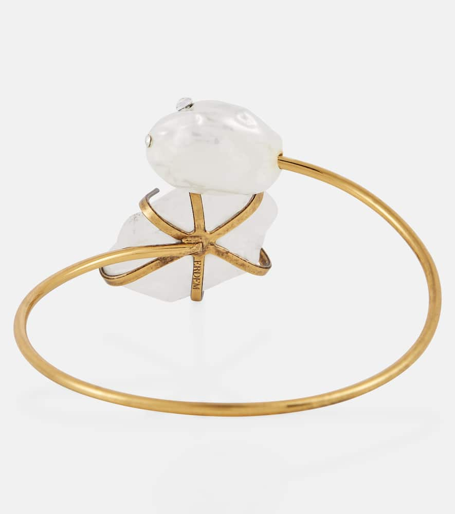 Shop Erdem Pearl Gold-plated Brass Bracelet In Pearl+crystal