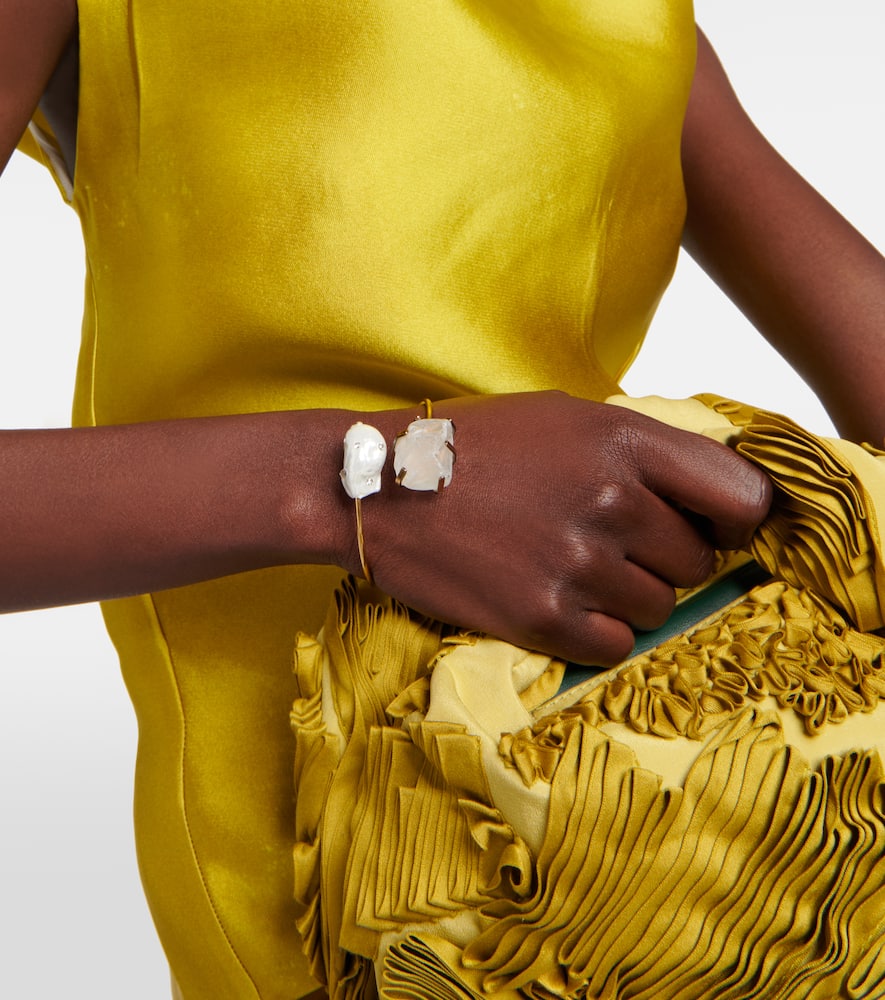 Shop Erdem Pearl Gold-plated Brass Bracelet In Pearl+crystal