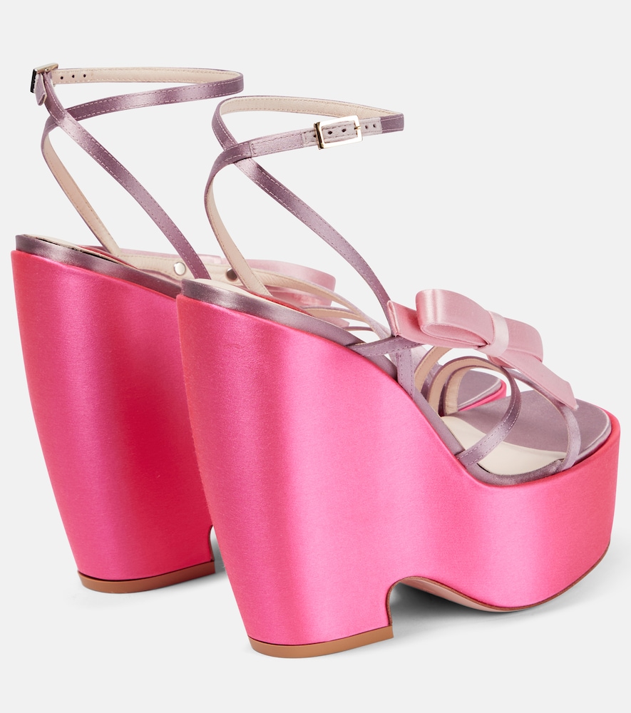  Roger Vivier Roger Vivier Choc Bow Satin Wedge Sandals 