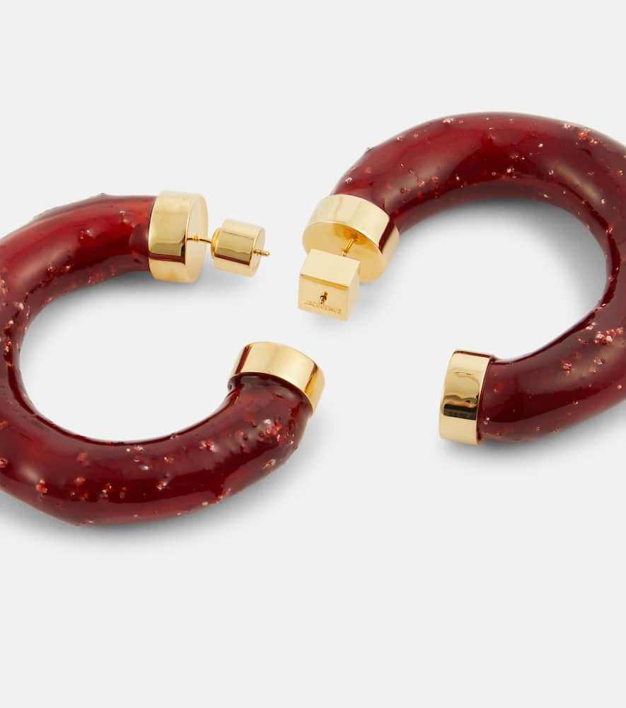 Shop Jacquemus Confiture Hoop Earrings In Red