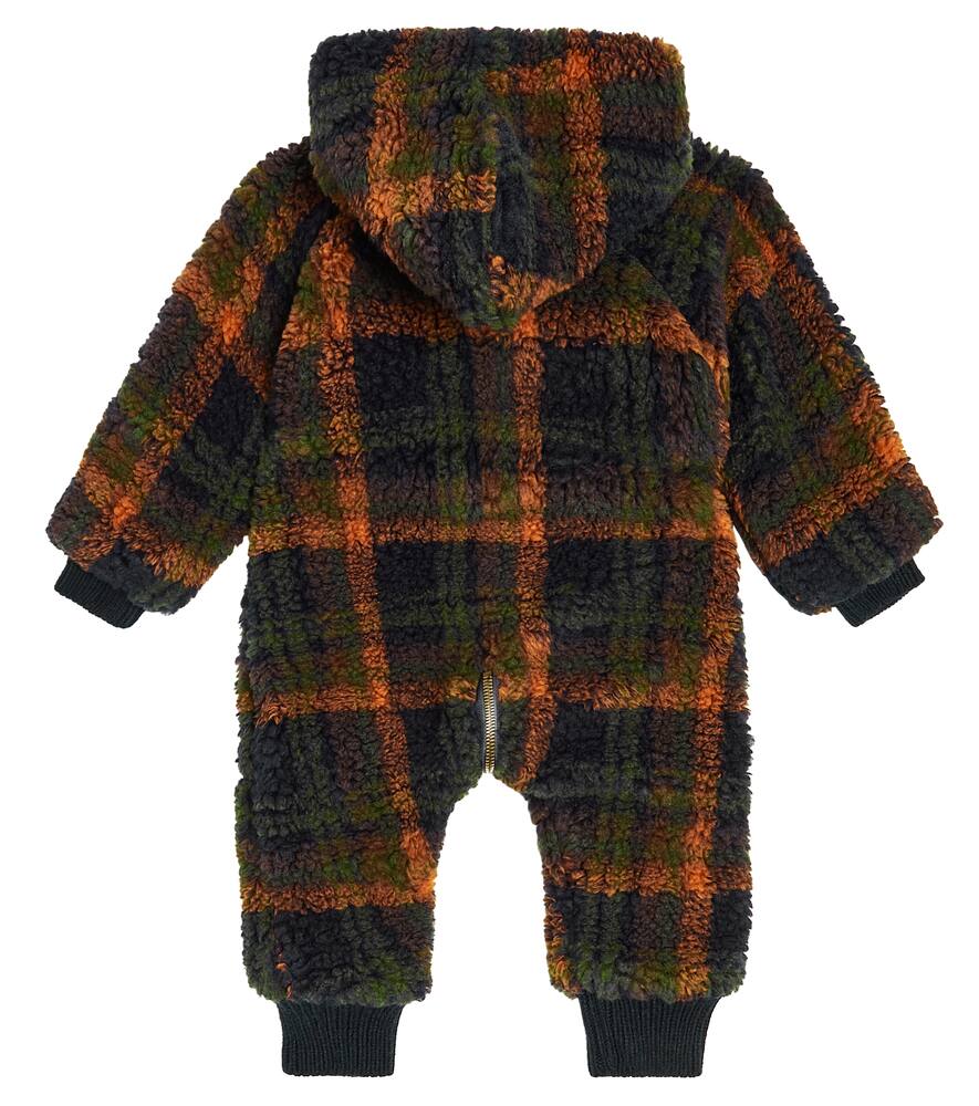 1+ In The Family Baby Eneko Checked Faux Shearling Onesie In Multicoloured