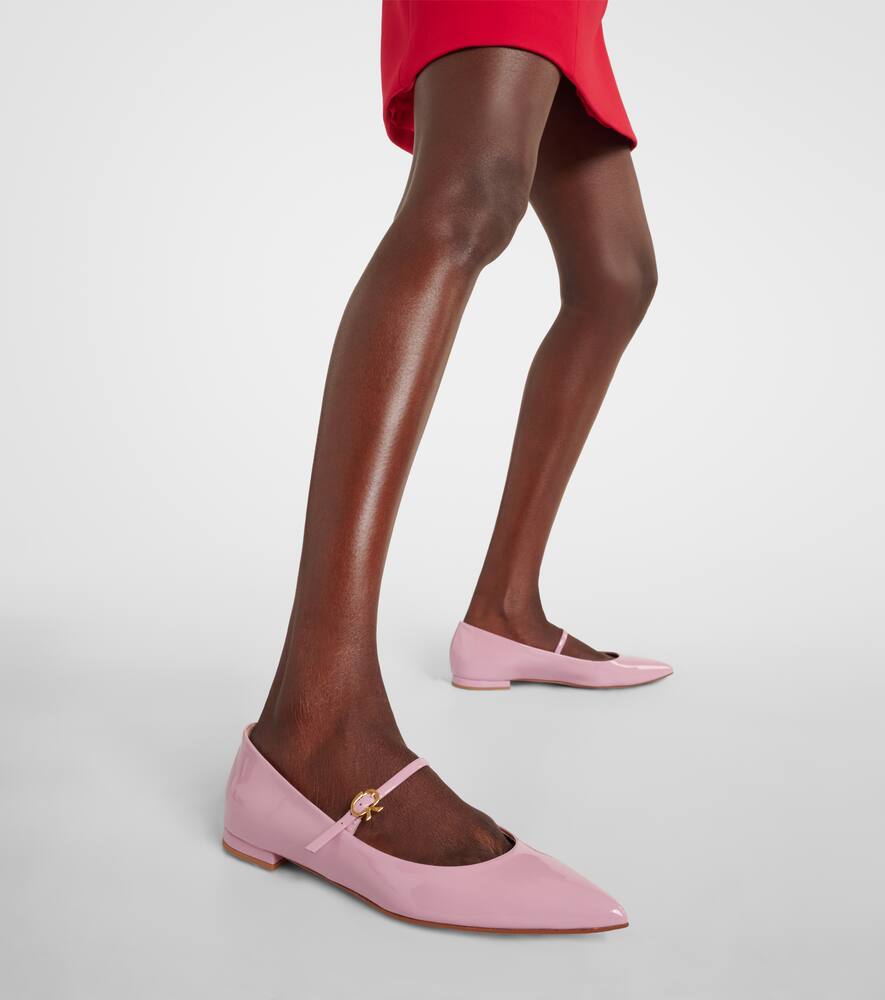 Gianvito Rossi Ribbon Jane 05 Patent Leather Mary Jane Flats In Sugar