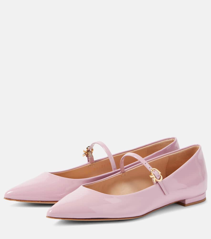 Gianvito Rossi Ribbon Jane 05 Patent Leather Mary Jane Flats In Sugar