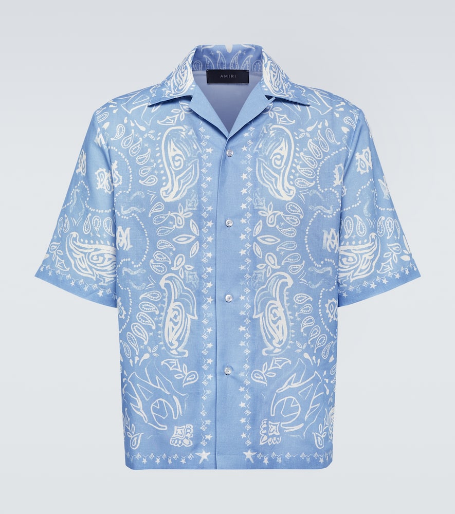 Amiri Bandana linen and cotton bowling shirt