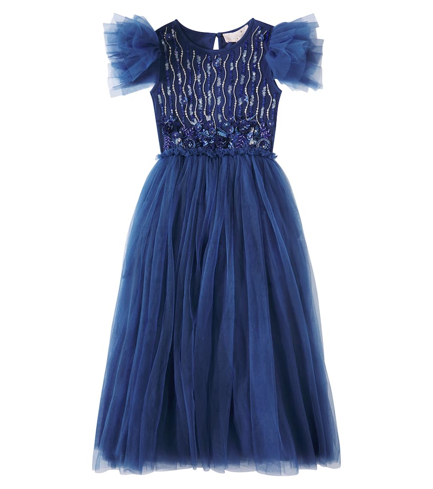 Tutu Du Monde Navy Wisteria Jersey And Tulle Dress In Blue
