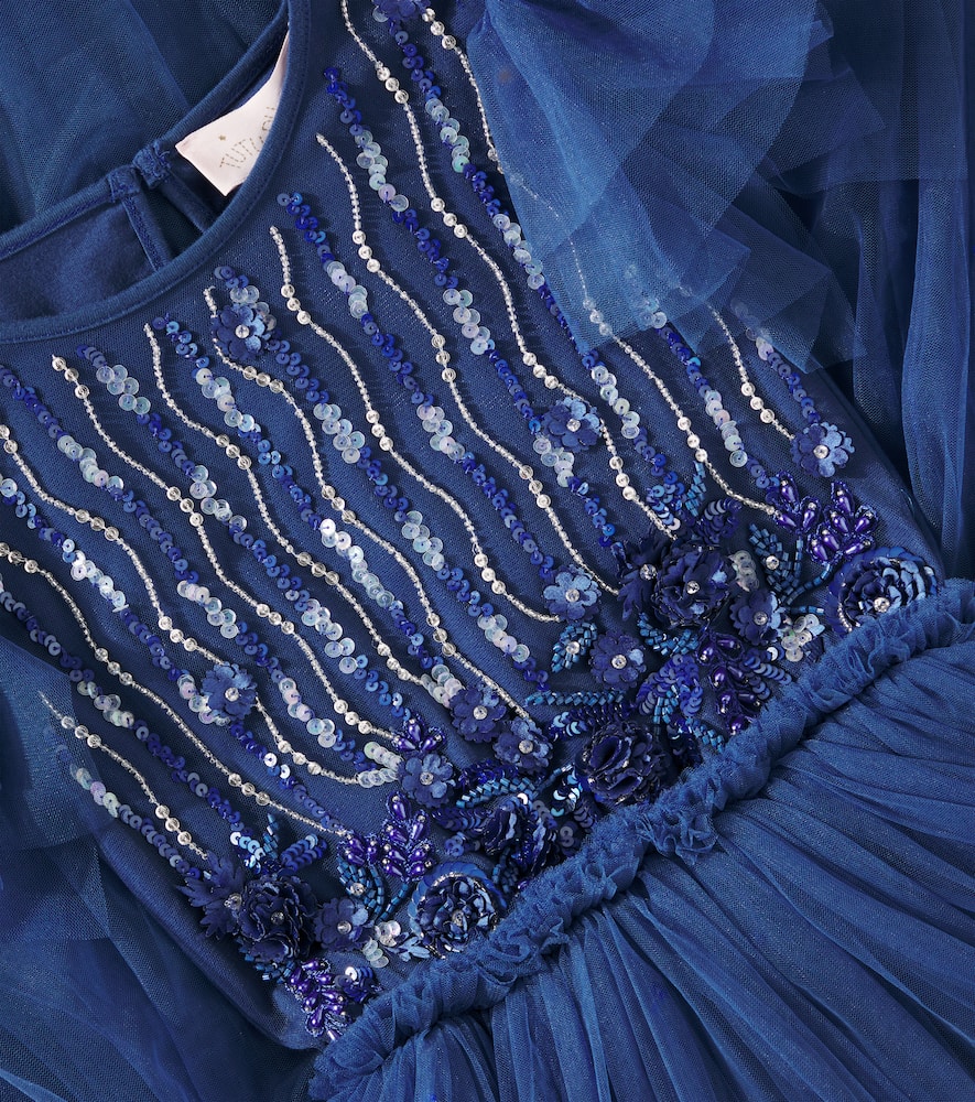 Tutu Du Monde Navy Wisteria Jersey And Tulle Dress In Blue