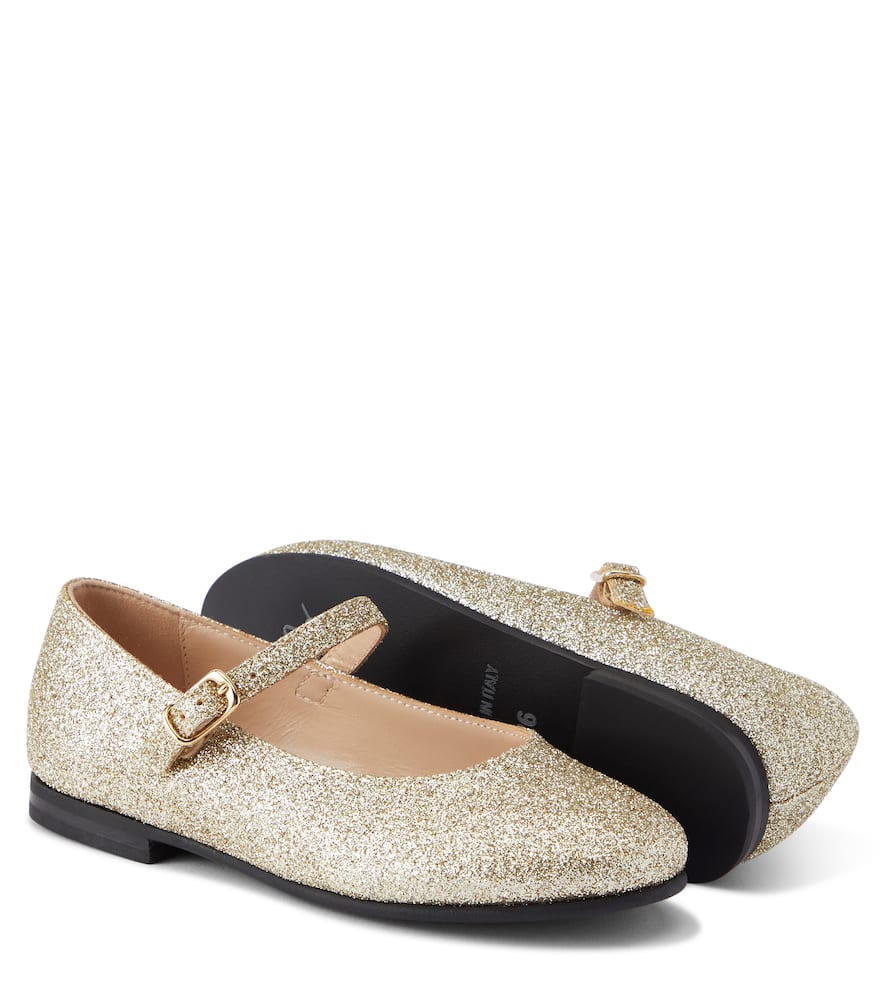 Il Gufo Glitter Ballet Flats In Gold