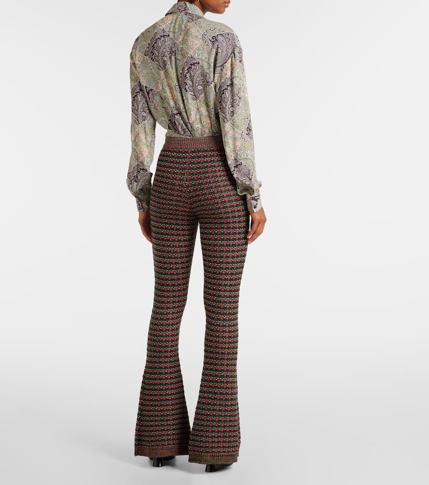 Etro Embroidered High-rise Flared Pants In Brown