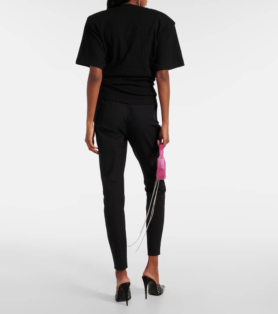 Magda Butrym Twist-front Ribbed Cotton-blend Jersey T-shirt In Black