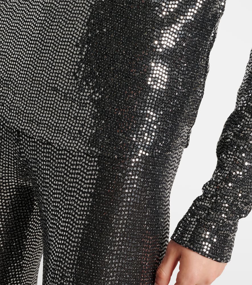 Isabel Marant Joyela Shiny Jersey Turtleneck In Silver