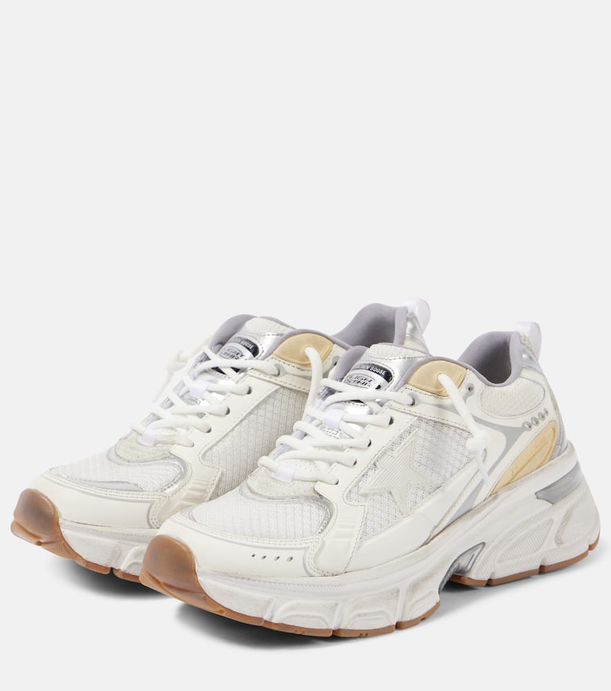 Golden Goose Lightstar Sneakers In White Leather And Fabric In White