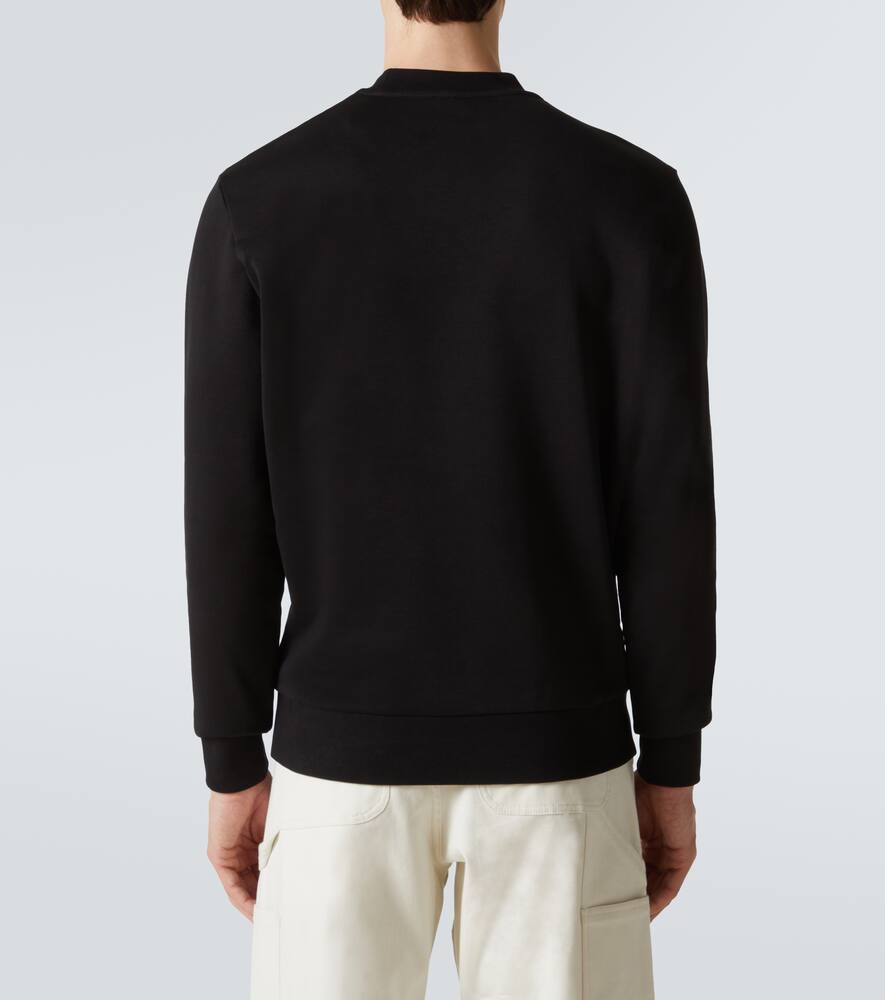 Moncler Men Logo Patch Cotton Sweatshirt Black In Black