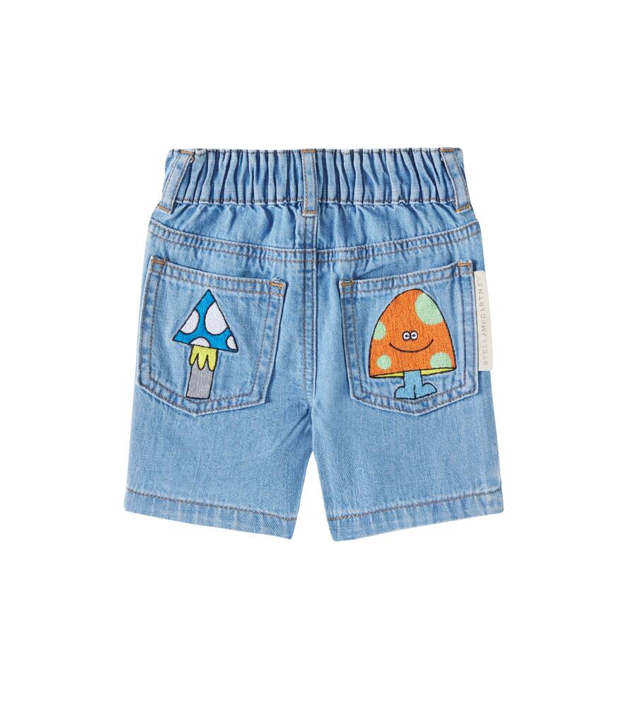 Stella Mccartney Baby Embroidered Denim Shorts In Blue