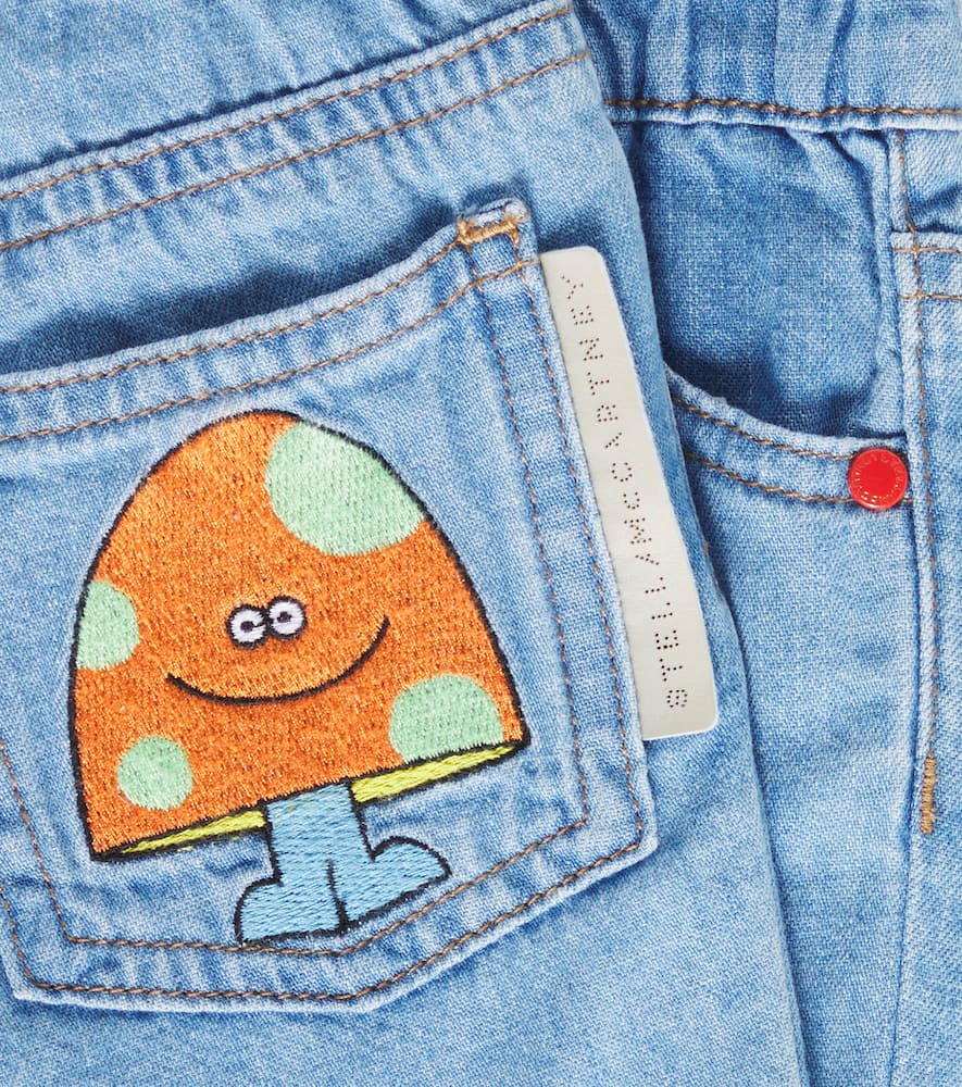 Stella Mccartney Baby Embroidered Denim Shorts In Blue