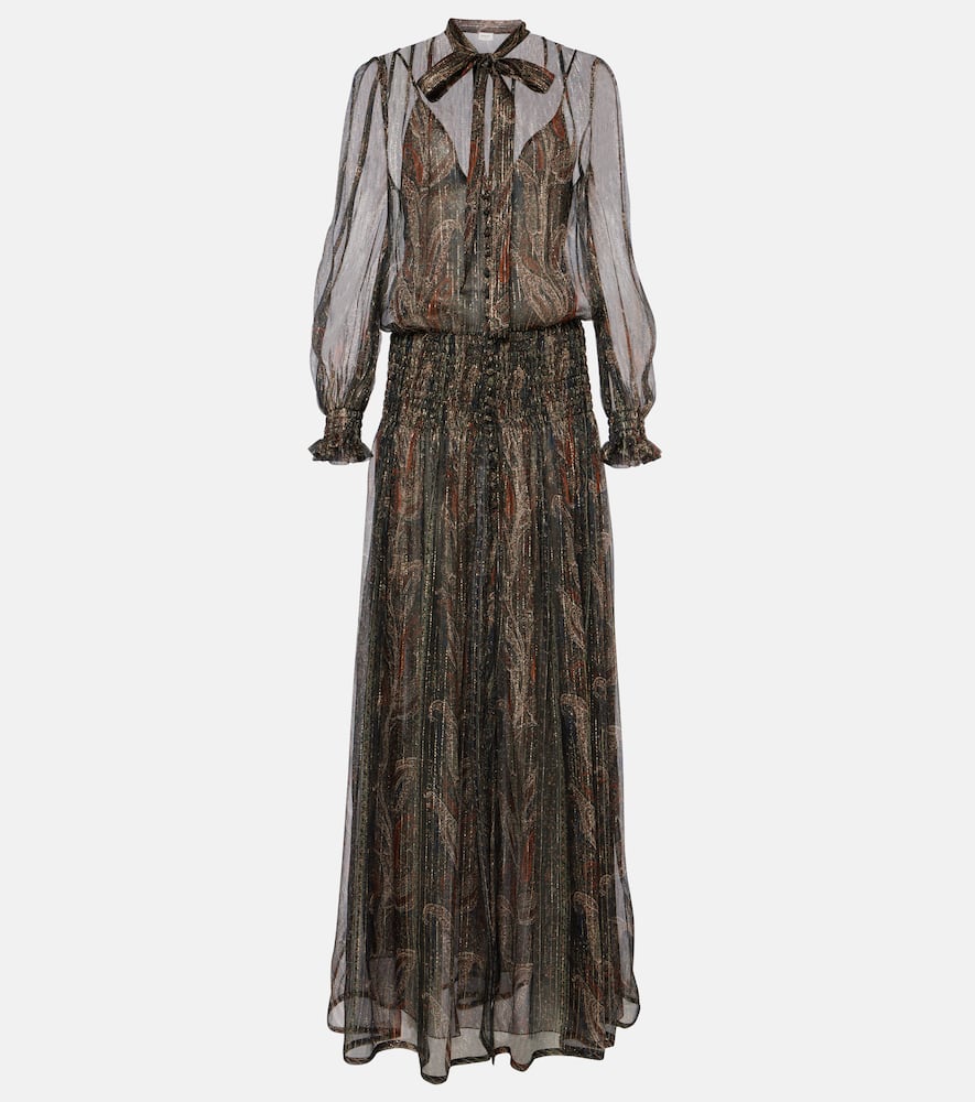 Paisley silk-blend crepon maxi dress