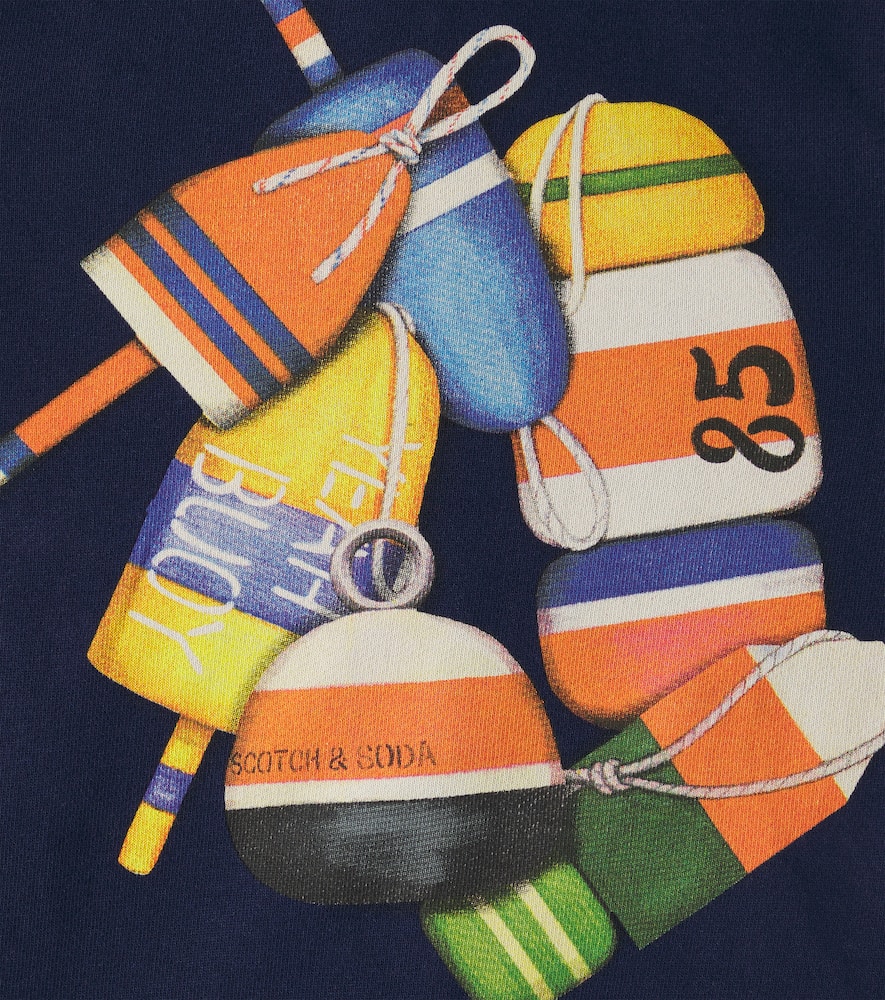 Scotch & Soda Logo Cotton Hoodie In Blue