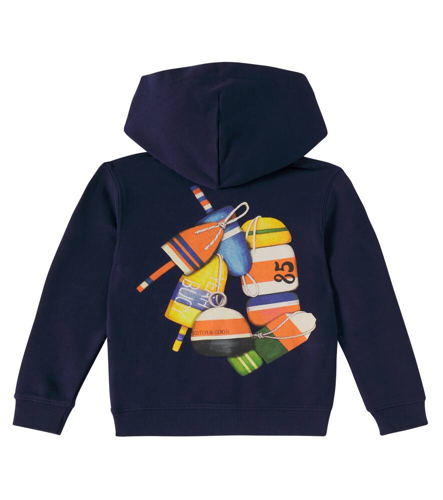 Scotch & Soda Logo Cotton Hoodie In Blue