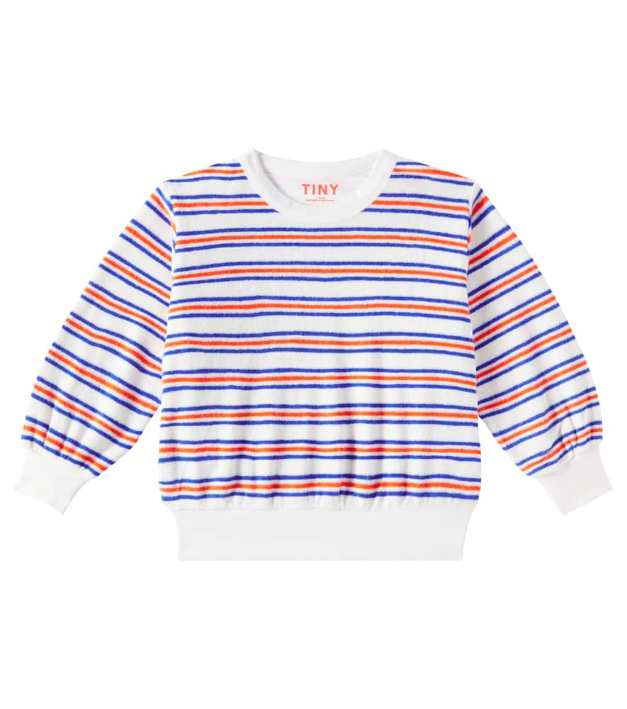 Tinycottons Striped Cotton Terry Sweatshirt In Beige