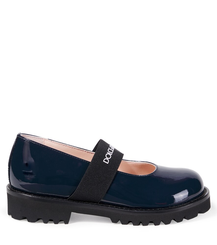  Dolce&gabbana Kids Dolce&gabbana Kids Logo Patent Leather Mary Jane Flats 