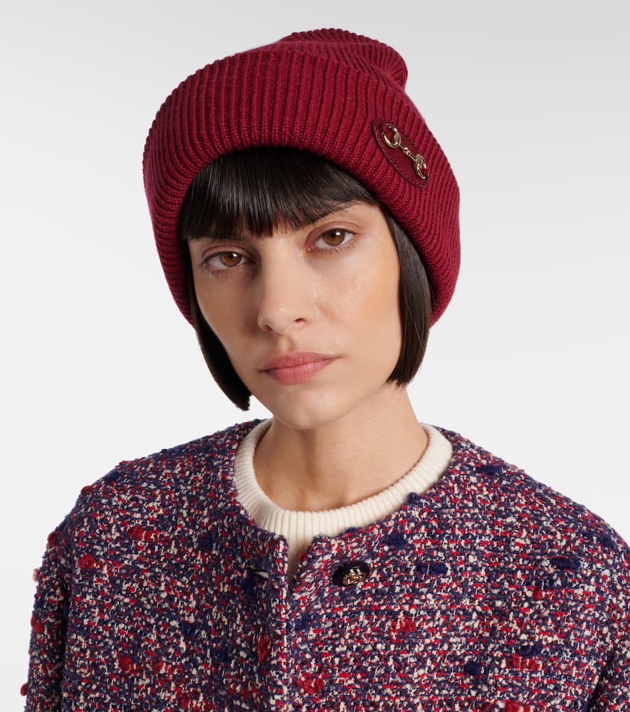 Gucci Horsebit Ribbed-knit Wool Beanie In Burgundy