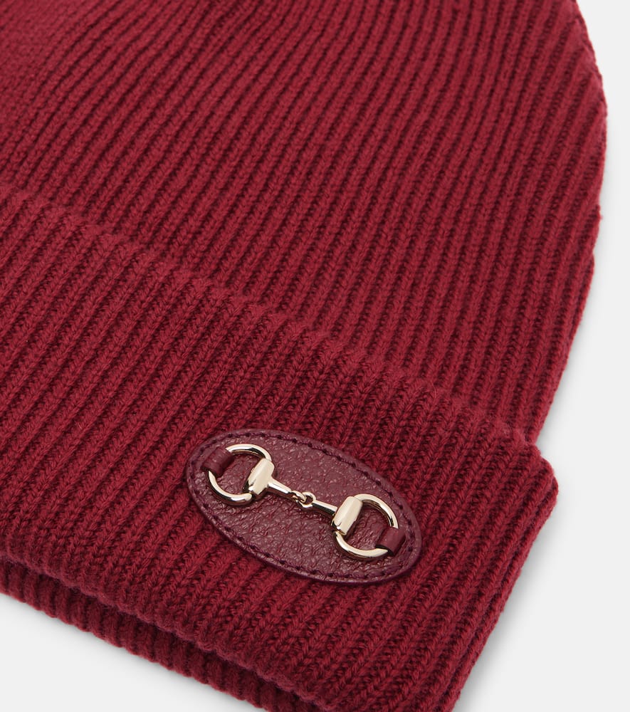 Gucci Horsebit Ribbed-knit Wool Beanie In Burgundy