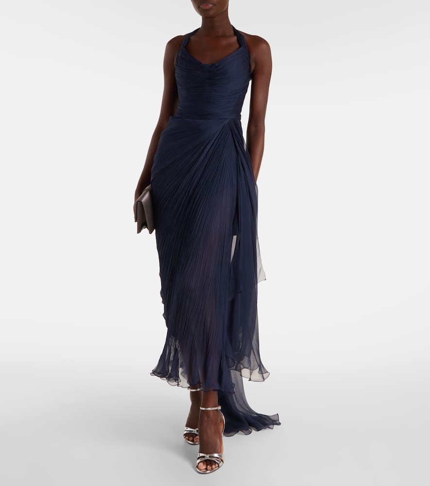 Maria Lucia Hohan Heidi Ruched Silk Corset Gown In Blue