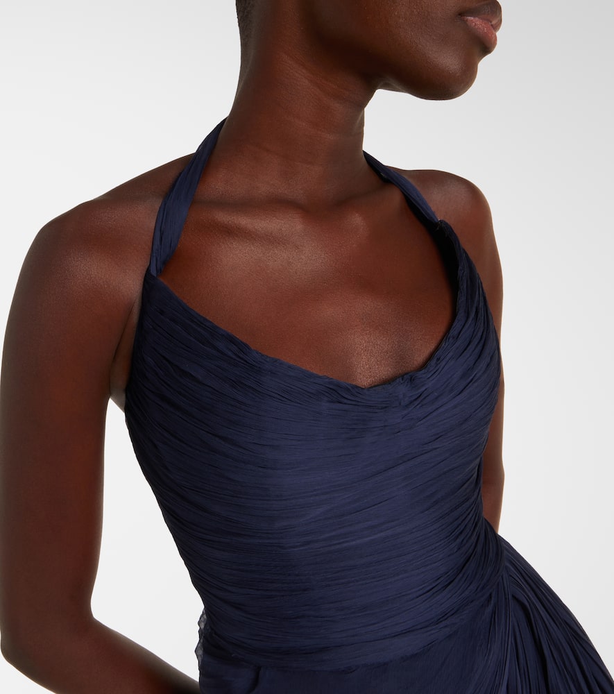 Maria Lucia Hohan Heidi Ruched Silk Corset Gown In Blue