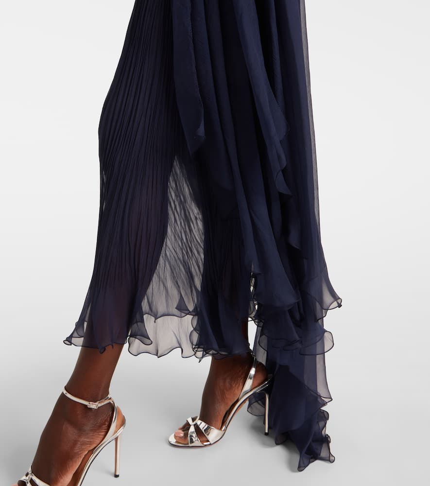 Maria Lucia Hohan Heidi Ruched Silk Corset Gown In Blue