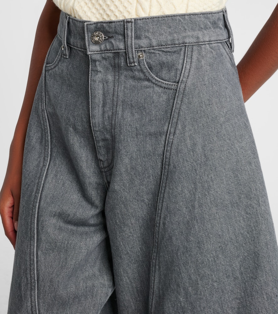 Jw Anderson Mens Light Grey Cropped Sculptural Denim Jeans In Gray