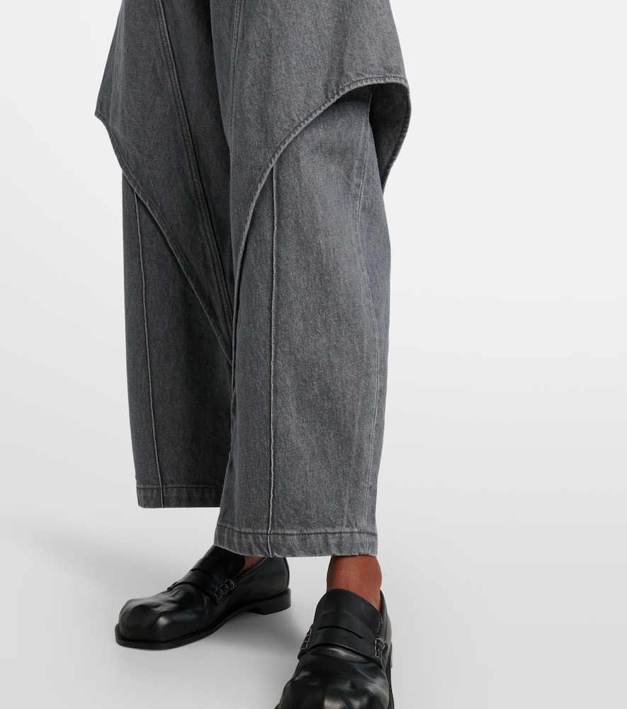 Jw Anderson Mens Light Grey Cropped Sculptural Denim Jeans In Gray