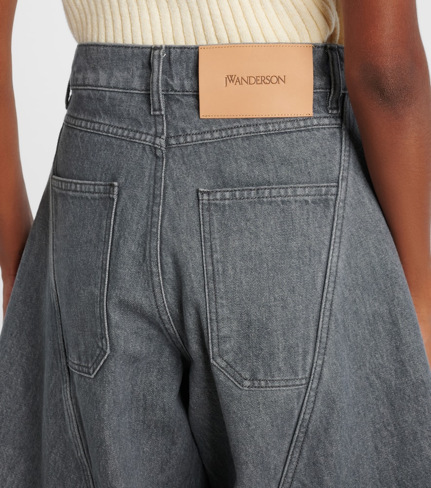 Jw Anderson Mens Light Grey Cropped Sculptural Denim Jeans In Gray