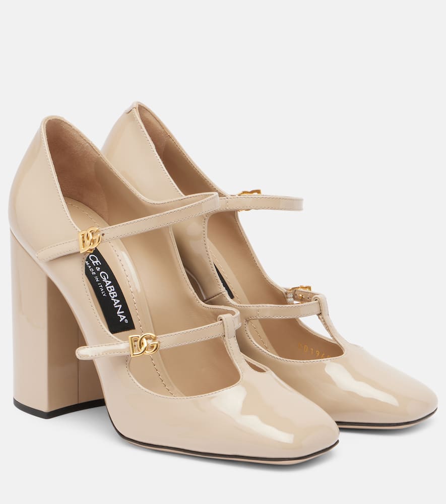 Dolce & Gabbana Dg 105 Patent Leather Mary Jane Pumps In Sand