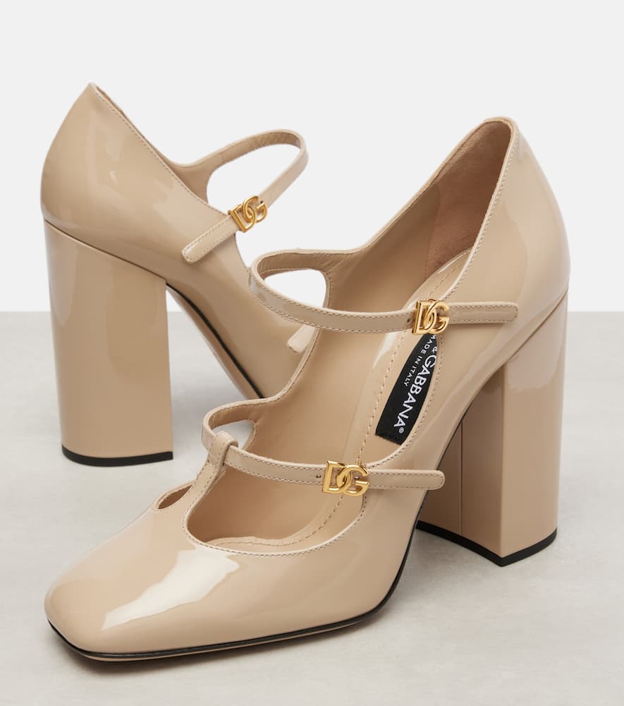 Dolce & Gabbana Dg 105 Patent Leather Mary Jane Pumps In Neutral