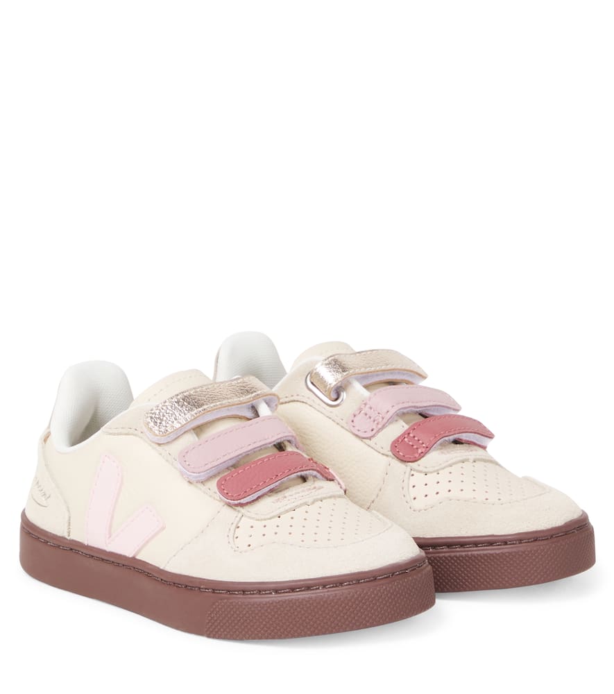 Veja X Bonpoint V10 Suede And Leather Sneakers In Nude