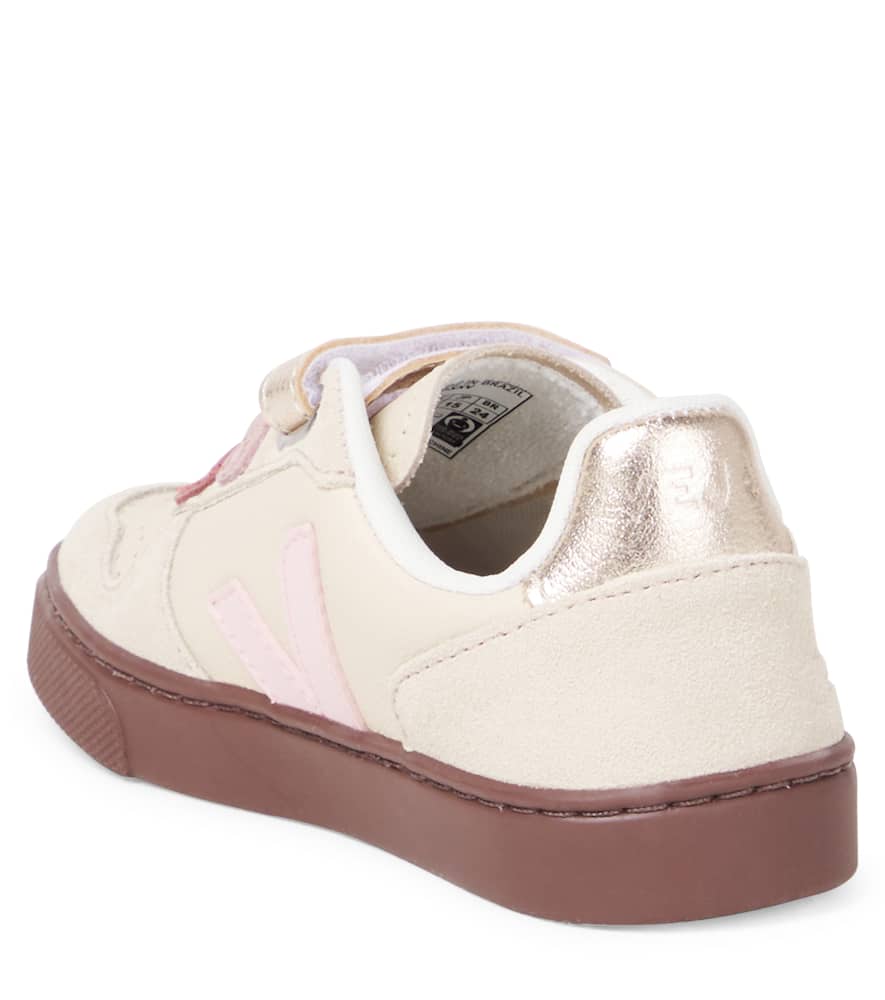 Veja X Bonpoint V10 Suede And Leather Sneakers In Nude