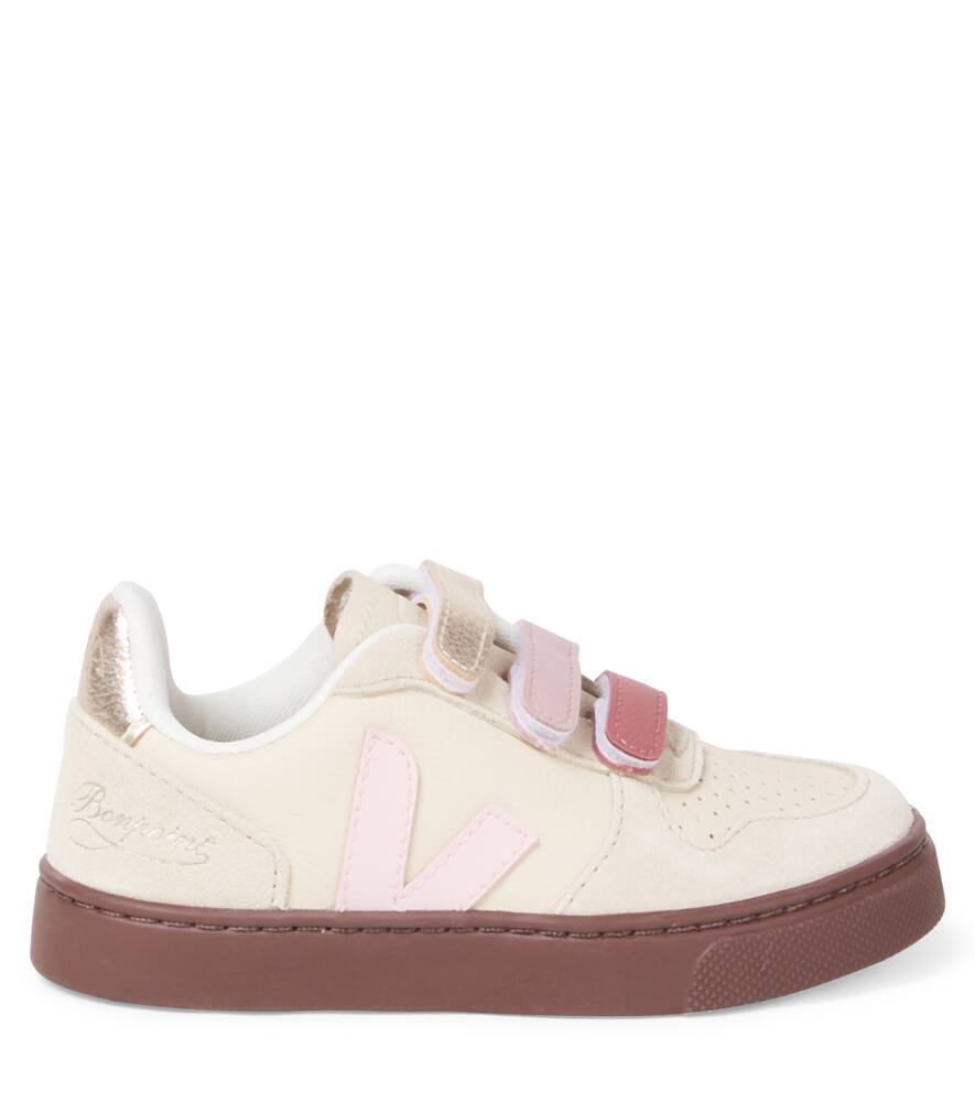 Veja X Bonpoint V10 Suede And Leather Sneakers In Nude