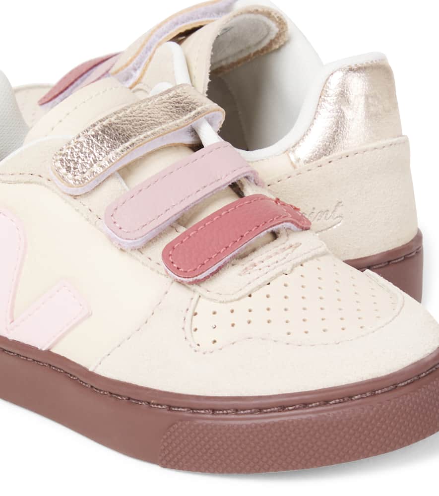 Veja X Bonpoint V10 Suede And Leather Sneakers In Nude