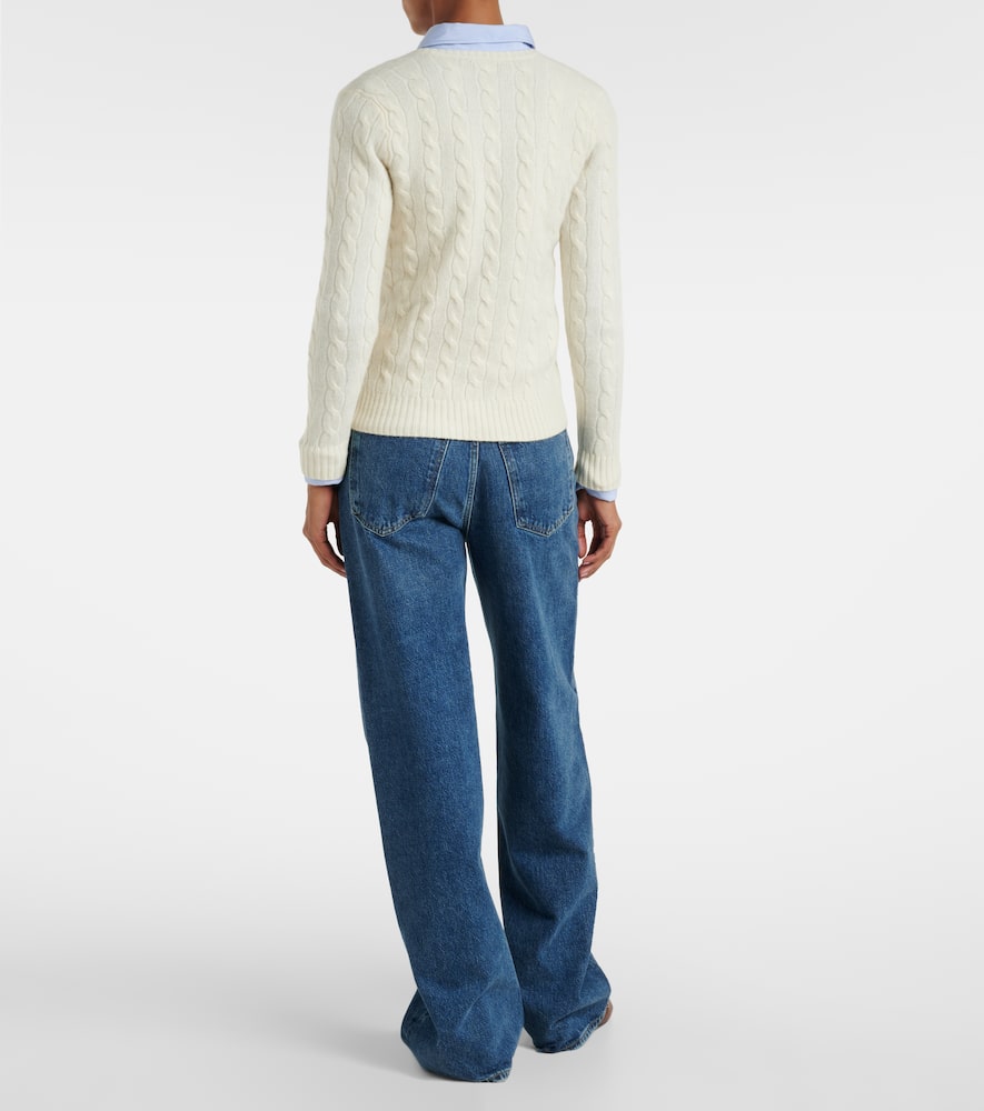 Polo Ralph Lauren Cable-knit Wool-cashmere Blend Turtleneck Sweater In White