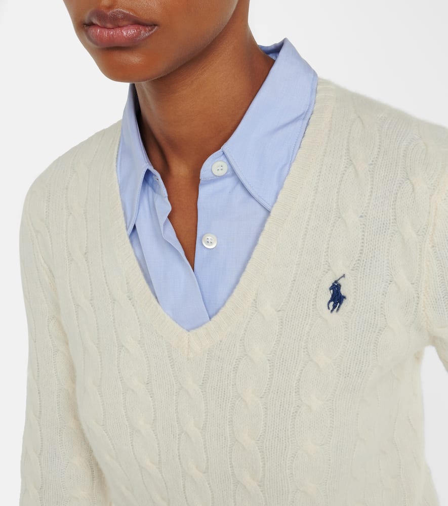 Polo Ralph Lauren Cable-knit Wool-cashmere Blend Turtleneck Sweater In White