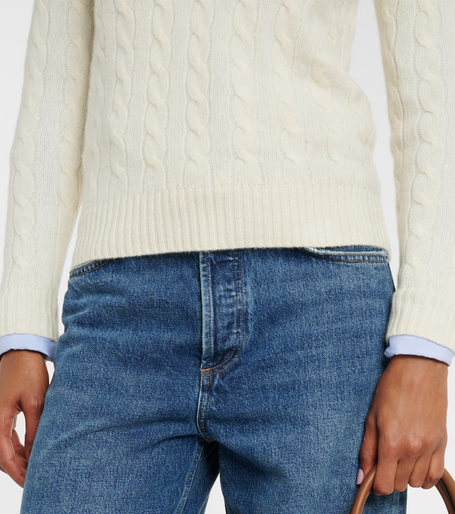 Polo Ralph Lauren Cable-knit Wool-cashmere Blend Turtleneck Sweater In White