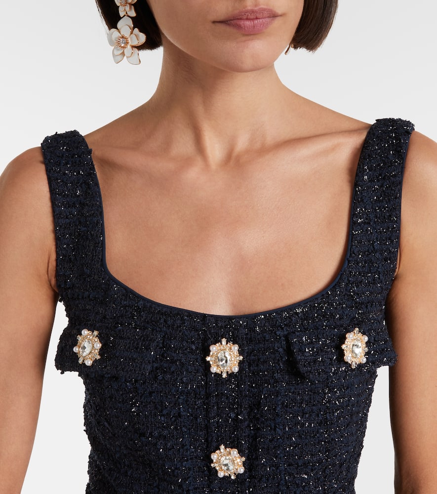 Self-portrait Belted Bouclé Minidress In Blue