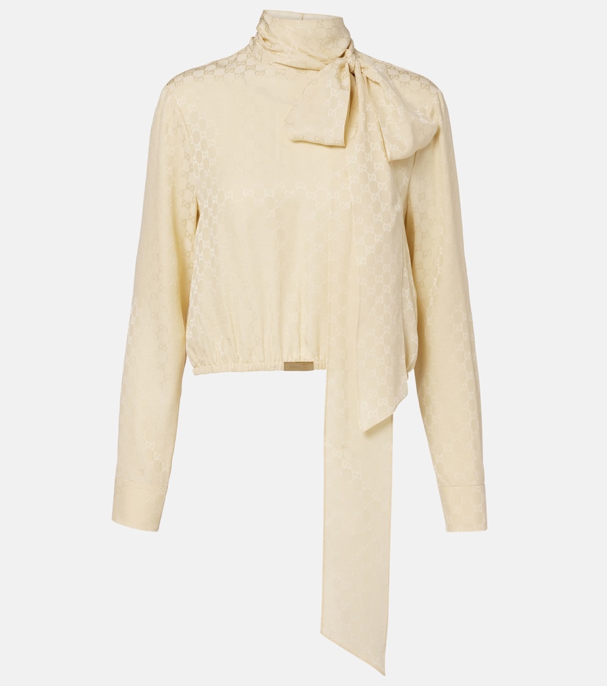 Gucci Donna Top In Seta Gg Bianco It Taglia 46- Mytheresa