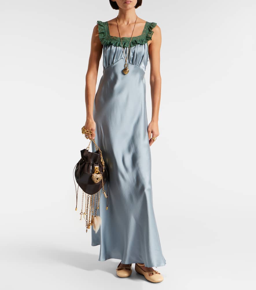 Chloé Lace-trimmed Silk Satin Maxi Dress In Multi