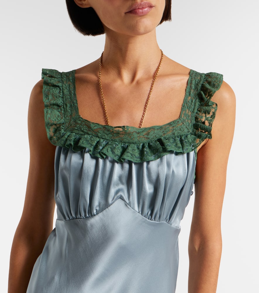 Chloé Lace-trimmed Silk Satin Maxi Dress In Multi